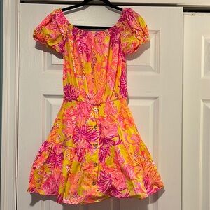 Lily Pulitzer Vibrant Pink and Yellow Woman’s  Dress with Shorts Small